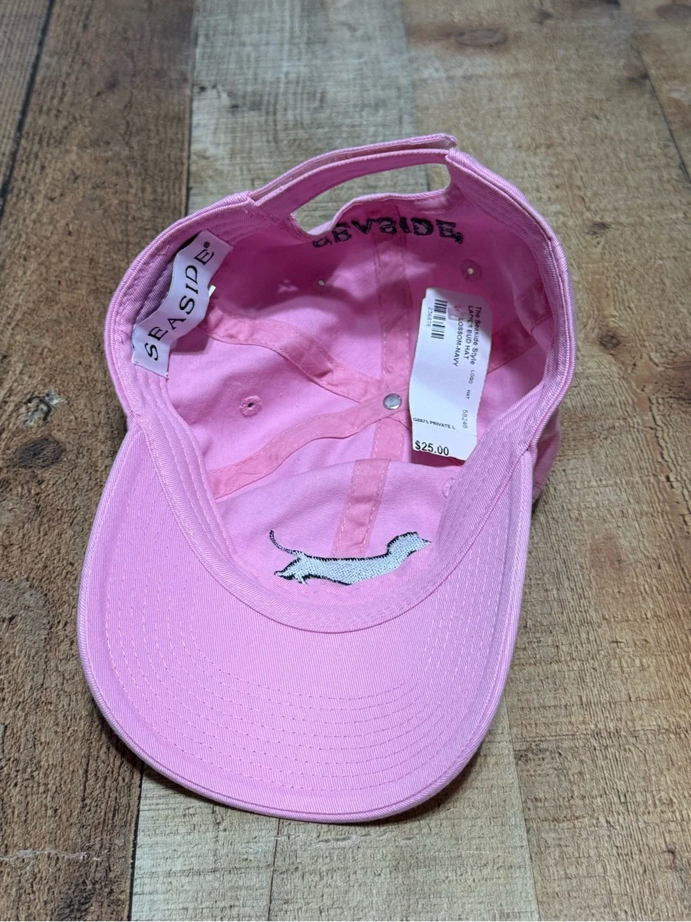 Seaside brand Women’s “bud” dachshund Cotton Baseball Hat NWT OSFM  Pink/Navy